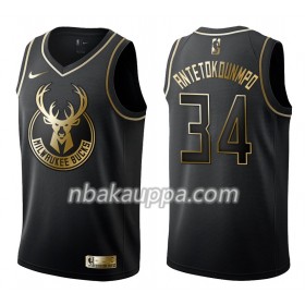 Milwaukee Bucks Giannis Antetokounmpo 34 Nike Musta Golden Edition Pelipaidat Swingman - Miesten